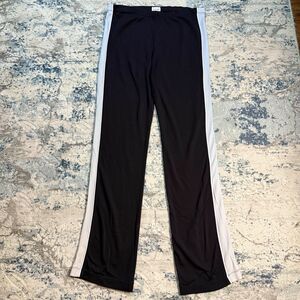 Y2K Danskin Vtg Track Pants Black Blue Medium Lounge Active Gym Workout Baddie